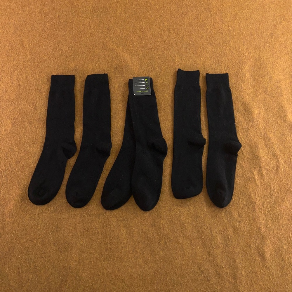 MeMoi Mens OS Black Rayon from Bamboo Soft Luxury Crew Socks 3 Pairs NWT